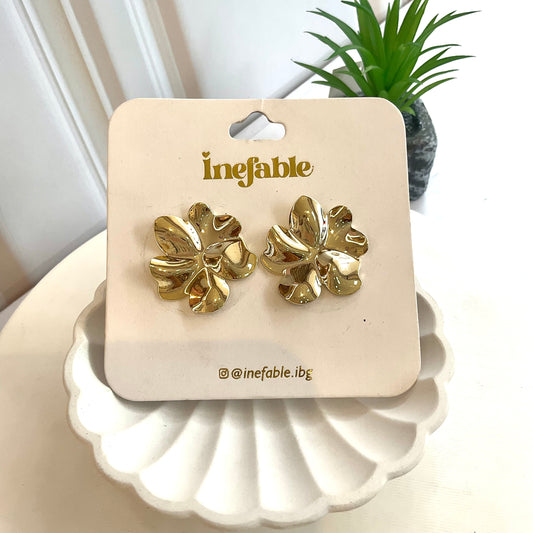 Arete Flor Dorado Rodio