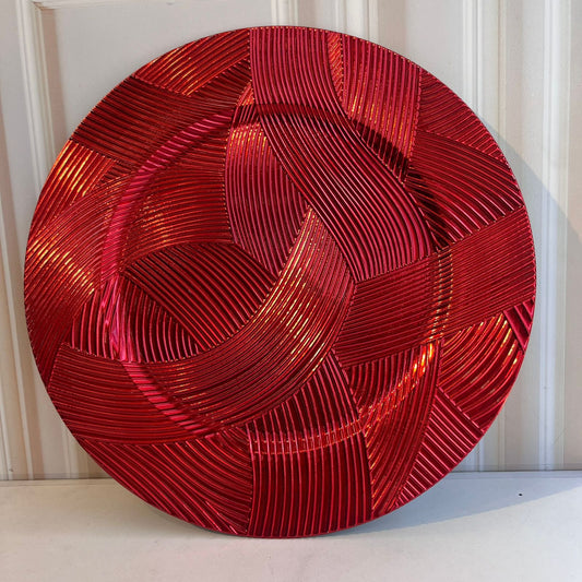 Plato Decorativo Rojo Lineas